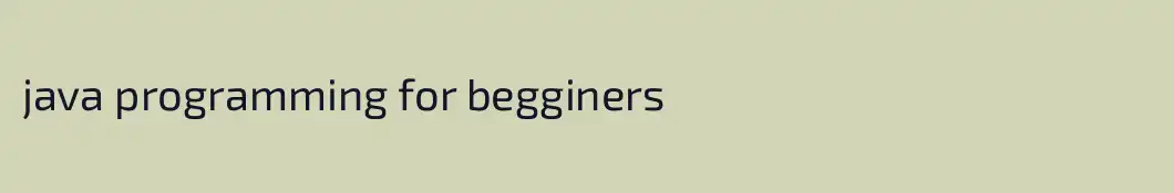 java programming for begginers